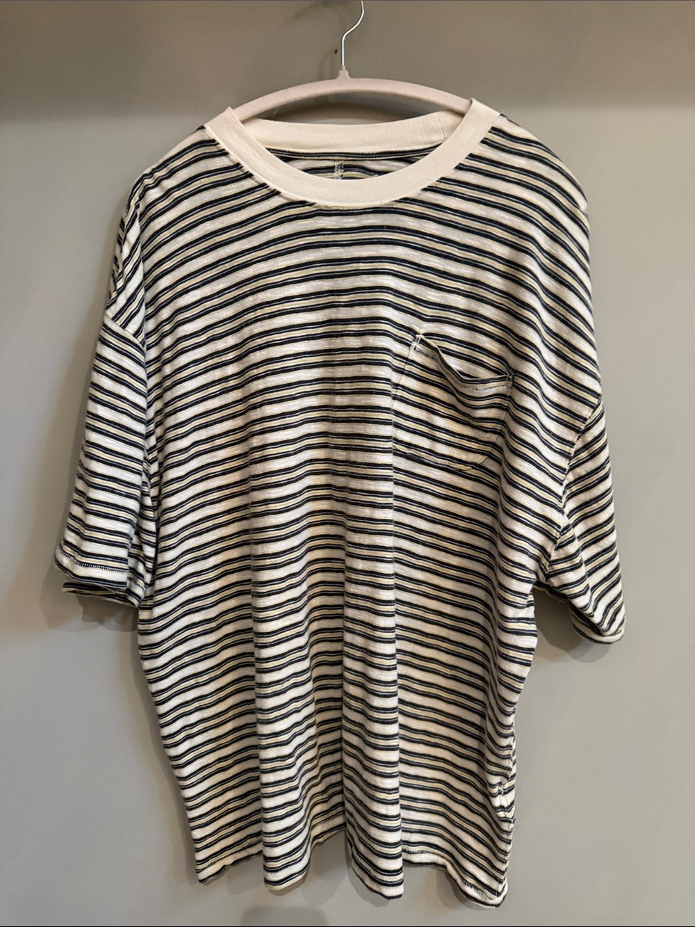 We The Free Striped Short-Sleeve Pocket Tee - Cream & Black